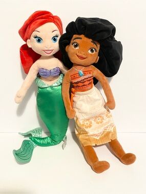 Disney Princess Plush Doll Lot Moana Ariel Little Mermaid Stuffed Soft Toy
